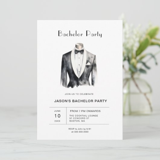 Tuxedo Bachelor Party Kaart (Staand voorkant)