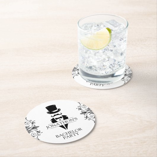 Tuxedo Bachelor Party Ronde Kartonnen Onderzetter (Insitu)