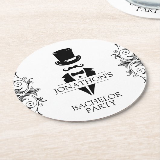 Tuxedo Bachelor Party Ronde Kartonnen Onderzetter (Gebogen)