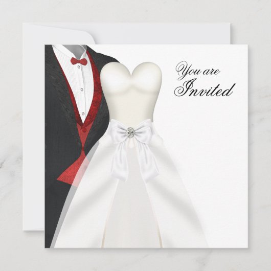Tuxedo Baljurk Zwart Galabal Uitnodigingen (Voorkant)