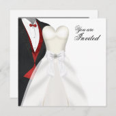 Tuxedo Baljurk Zwarte Knoop Feest Uitnodigingen (Voorkant / Achterkant)