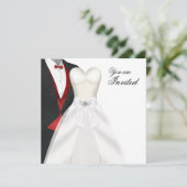 Tuxedo Baljurk Zwarte Knoop Feest Uitnodigingen (Staand voorkant)