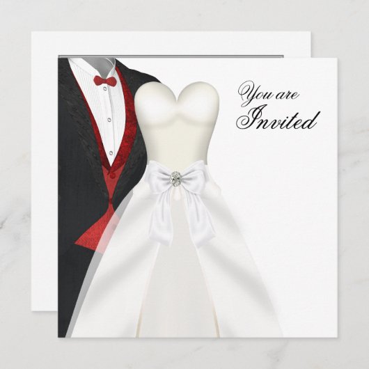 Tuxedo Ball Gown Black Stropdas Party Kaart (Voorkant / Achterkant)