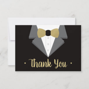 Tuxedo bedankkaart, gouden Stropdas RSVP Kaartje