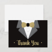 Tuxedo bedankkaart, gouden Stropdas RSVP Kaartje (Voorkant / Achterkant)
