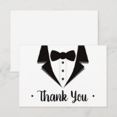 Tuxedo bedankkaart, zwart Stropdas RSVP Kaartje (Voorkant / Achterkant)