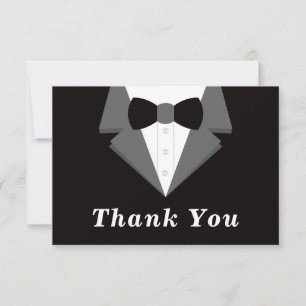 Tuxedo bedankkaart, zwart Stropdas RSVP Kaartje