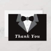 Tuxedo bedankkaart, zwart Stropdas RSVP Kaartje (Voorkant / Achterkant)