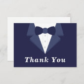 Tuxedo Bedankt Card, Navy Stropdas RSVP Kaartje (Voorkant / Achterkant)