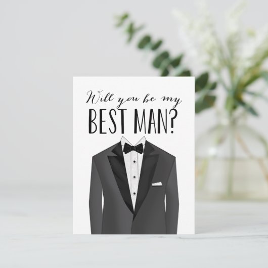 Tuxedo Best Man | Groomsman Kaart (Staand voorkant)