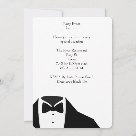 Tuxedo Birthday Party Beer Scotch Kaart (Achterkant)