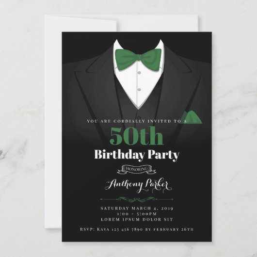 Tuxedo Birthday Uitnodiging (Voorkant)