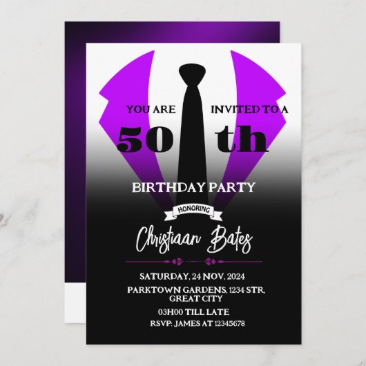 Tuxedo Birthday Uitnodiging (Voorkant / Achterkant)