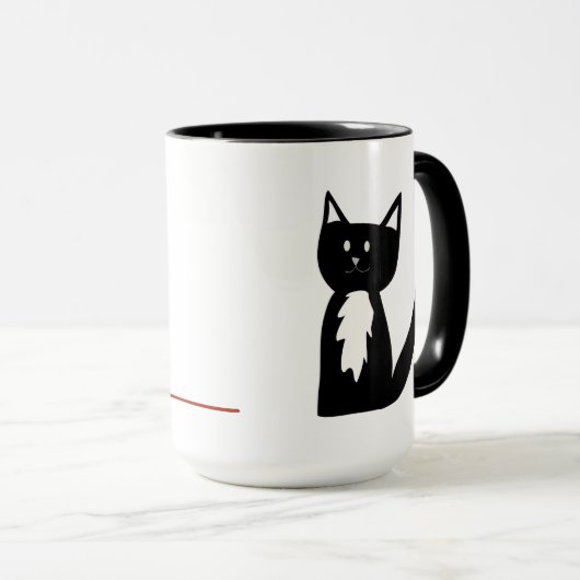 Tuxedo Black and White Cat and Ball of Yarn Mok (Voorkant rechts)