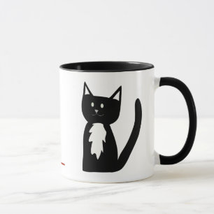 Tuxedo Black and White Cat and Ball of Yarn Mok