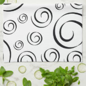 Tuxedo Black and White Swirl Pattern PT81 Theedoek (Gevouwen)