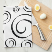 Tuxedo Black and White Swirl Pattern PT81 Theedoek (Quarter Fold)