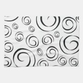 Tuxedo Black and White Swirl Pattern PT81 Theedoek (Horizontaal)