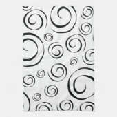 Tuxedo Black and White Swirl Pattern PT81 Theedoek (Verticaal)