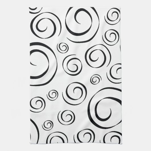 Tuxedo Black and White Swirl Pattern PT81 Theedoek (Verticaal)