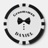Tuxedo Black Bow Stropdas Groomsman Wedding Poker Chips (Voorkant)