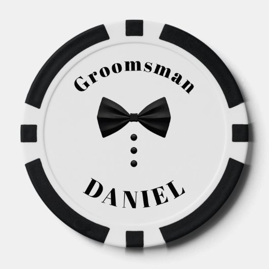 Tuxedo Black Bow Stropdas Groomsman Wedding Poker Chips (Voorkant)