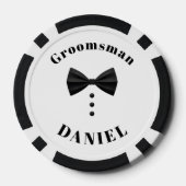 Tuxedo Black Bow Stropdas Groomsman Wedding Poker Chips (Achterkant)