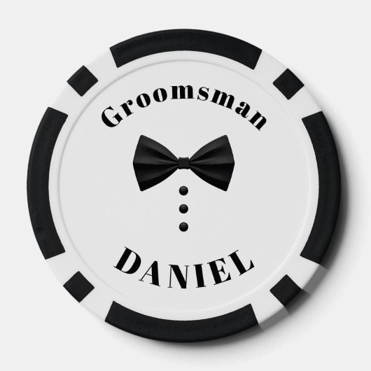 Tuxedo Black Bow Stropdas Groomsman Wedding Poker Chips (Achterkant)