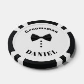 Tuxedo Black Bow Stropdas Groomsman Wedding Poker Chips (Enkel)
