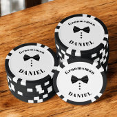 Tuxedo Black Bow Stropdas Groomsman Wedding Poker Chips