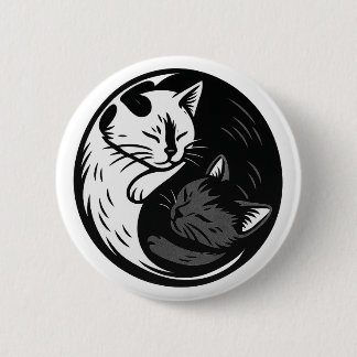 Tuxedo / Black Cat Yin Yang Button by Phil Elmore