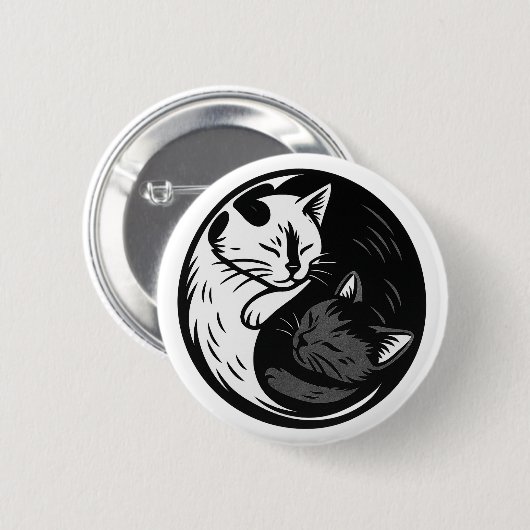 Tuxedo / Black Cat Yin Yang Button by Phil Elmore (Voorkant /achterkant)