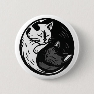 Tuxedo / Black Cat Yin Yang Knop van Phil Elmore Ronde Button 5,7 Cm