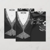 Tuxedo Black Dress Zwart Stropdas Nieuwjaarsfeest Kaart (Voorkant / Achterkant)