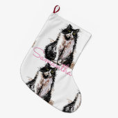 Tuxedo Black en White Cat Cats kerststaart Grote Kerstsok (Voorkant (Hangend))