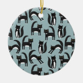 Tuxedo Black en White Cats Keramisch Ornament (Voorkant)
