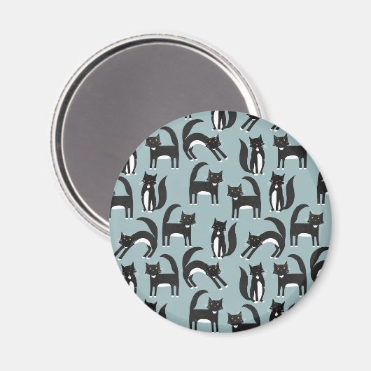 Tuxedo Black en White Cats Magneet (Voorkant / Achterkant)