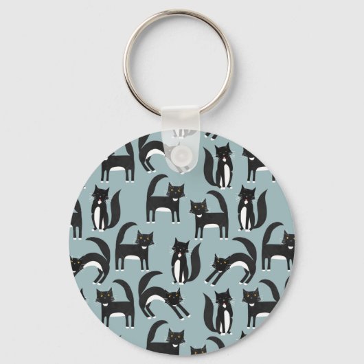 Tuxedo Black en White Cats Sleutelhanger (Voorkant)