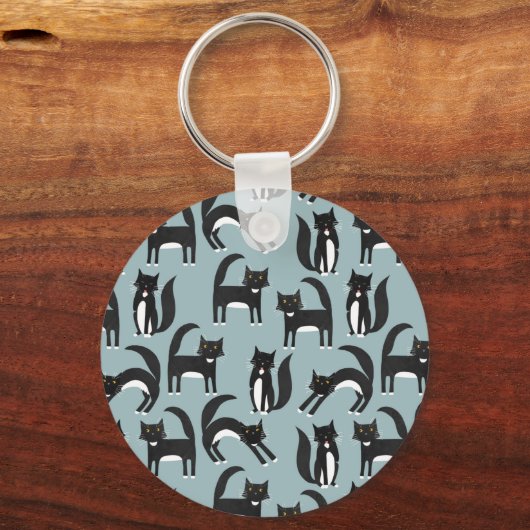 Tuxedo Black en White Cats Sleutelhanger (Voorkant)