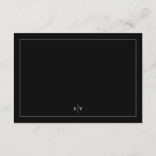 Tuxedo Black Framed Elegant Monogram Weddenschap Informatiekaartje (Achterkant)