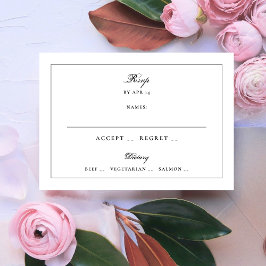 Tuxedo Black Framed Elegant Monogram Weddenschap RSVP Kaartje