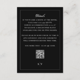 Tuxedo Black Monogram QR CODE Elegant Wedding Informatiekaartje
