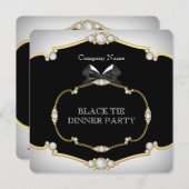 Tuxedo Black Stropdas Dinner Party White Gold 2 Kaart (Voorkant / Achterkant)