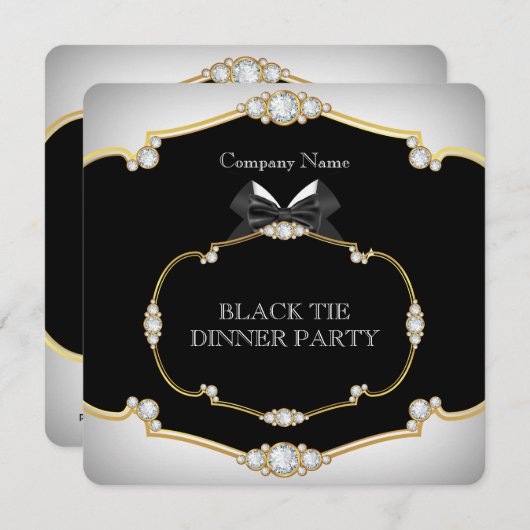 Tuxedo Black Stropdas Dinner Party White Gold 2 Kaart (Voorkant / Achterkant)