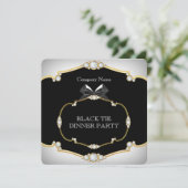 Tuxedo Black Stropdas Dinner Party White Gold 2 Kaart (Staand voorkant)