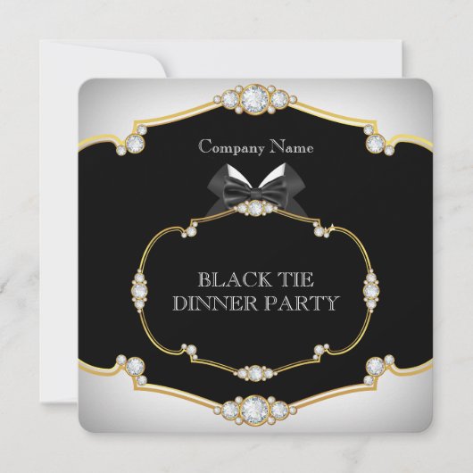 Tuxedo Black Stropdas Dinner Party White Gold 2 Kaart (Voorkant)