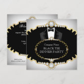 Tuxedo Black Stropdas Dinner Party White Gold Kaart (Voorkant / Achterkant)
