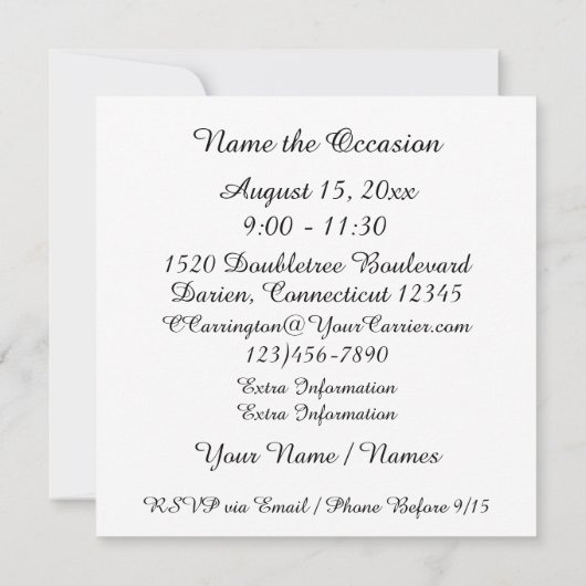 Tuxedo Black Stropdas Event INVITATION Kaart (Achterkant)