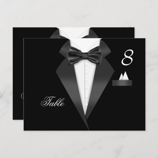 Tuxedo Black Table Number Seed Place Card Briefkaart (Voorkant / Achterkant)