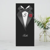 Tuxedo Black Table Number Seed Place Card Kaart (Staand voorkant)